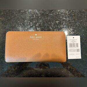 Kate Spade Warm Gingerbread Pebbled Leather Wallet Accessory